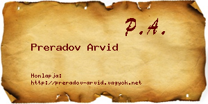 Preradov Arvid névjegykártya